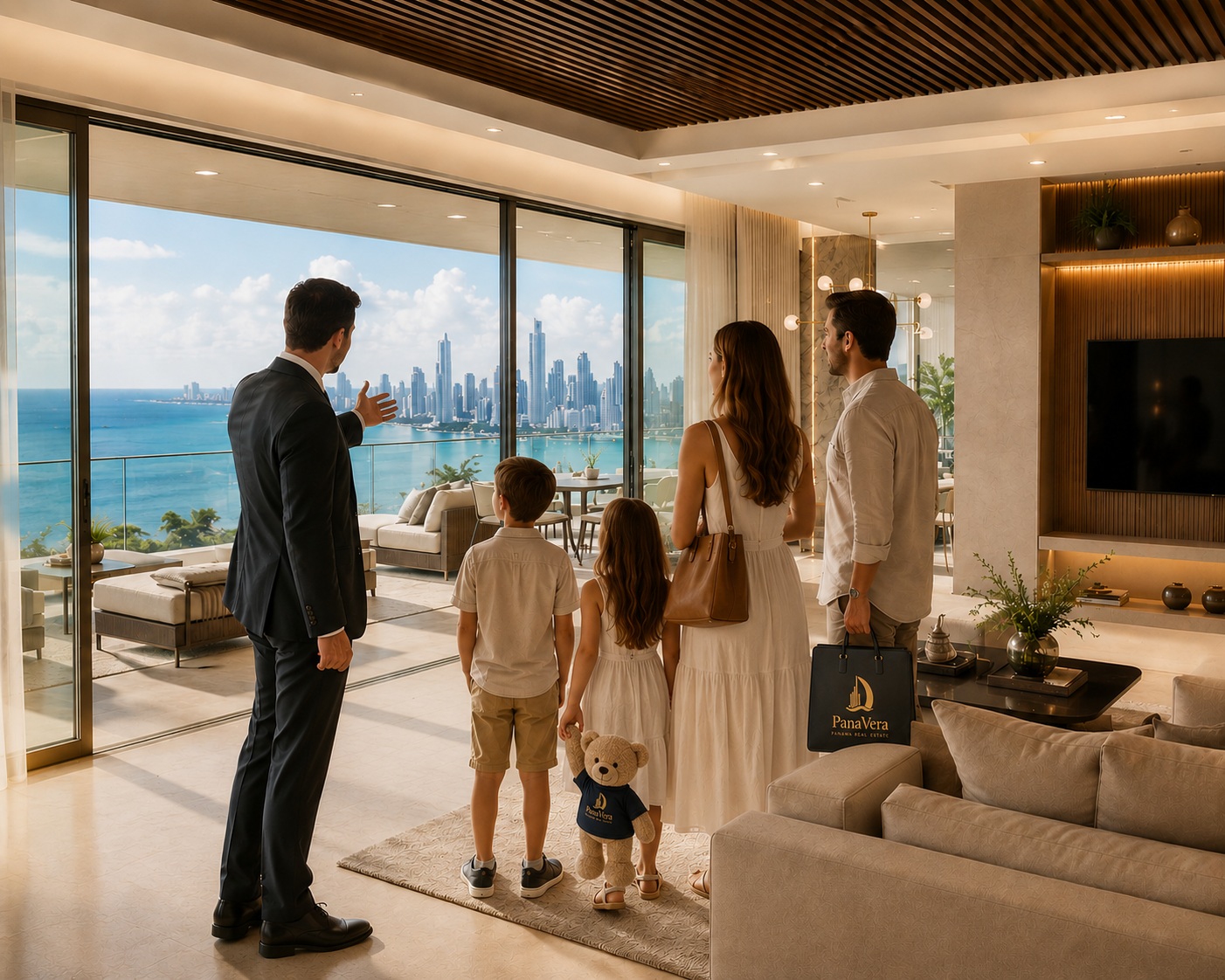 Viewing a selected apartment with a panoramic view